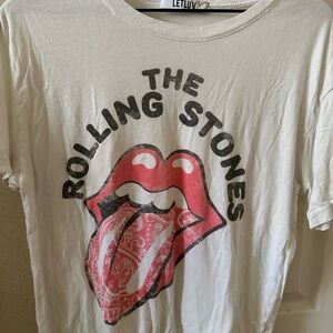 Letluv Women's White Rolling Stones Graphic Tee